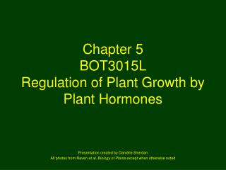 Chapter 5 BOT3015L Regulation of Plant Growth by Plant Hormones