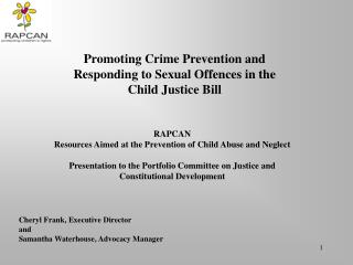 RAPCAN Resources Aimed at the Prevention of Child Abuse and Neglect