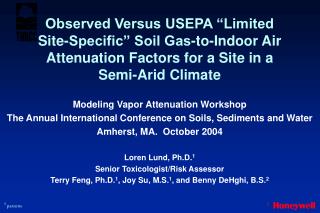 Observed Versus USEPA “Limited Site-Specific” Soil Gas-to-Indoor Air Attenuation Factors for a Site in a Semi-Arid Clima