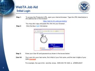 WebTA Job Aid I nitial Login