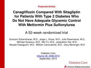 Canagliflozin Compared With Sitagliptin for Patients With Type 2 Diabetes Who