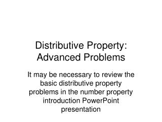 Distributive Property: Advanced Problems