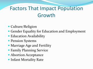 Factors That Impact Population Growth