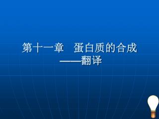 第十一章 蛋白质的合成 —— 翻译