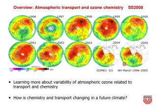 Overview: Atmospheric transport and ozone chemistry SS2008