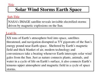 Solar Wind Storms Earth Space