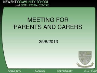 MEETING FOR PARENTS AND CARERS