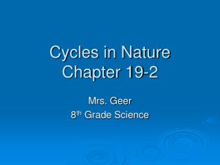 Cycles in Nature Chapter 19-2