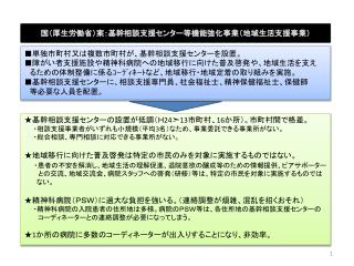 国（厚生労働省）案：基幹相談支援センター等機能強化事業（地域生活支援事業）