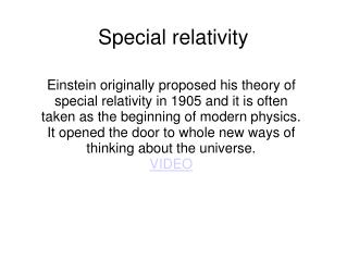 Special relativity