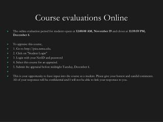 Course evaluations Online