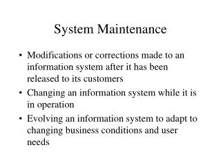System Maintenance