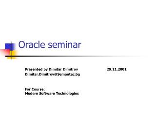 Oracle seminar