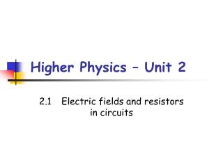 Higher Physics – Unit 2