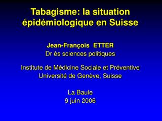 Tabagisme: la situation épidémiologique en Suisse