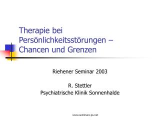 Therapie bei Persönlichkeitsstörungen – Chancen und Grenzen