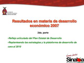 Resultados en materia de desarrollo económico 2007