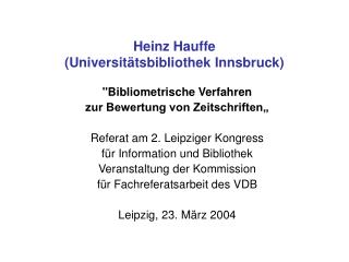 Heinz Hauffe (Universitätsbibliothek Innsbruck)