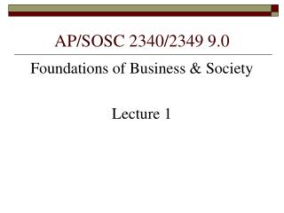 AP/SOSC 2340/2349 9.0