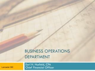 BUSINESS OPERATIONS DEPARTMENT