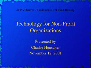 Technology for Non-Profit Organizations