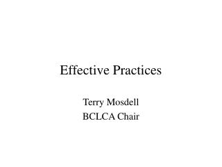 Effective Practices