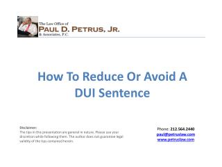 How To Reduce Or Avoid A DUI Sentence