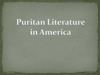 Puritan Literature in America