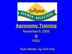Agronomy Training