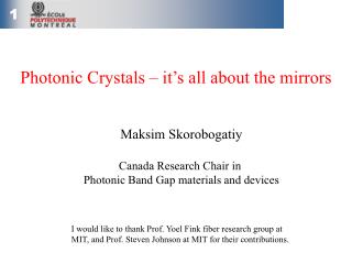Photonic Crystals – it’s all about the mirrors
