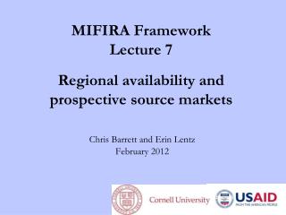 MIFIRA Framework Lecture 7 Regional availability and prospective source markets