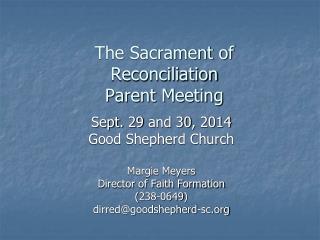 The Sacrament of Reconciliation Parent Meeting