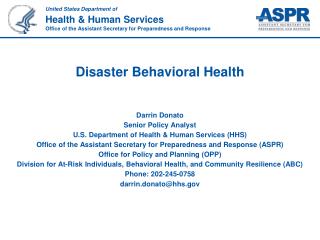 Disaster Behavioral Health