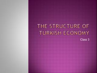 The Structure of Turkish Economy
