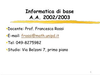 Informatica di base A.A. 2002/2003