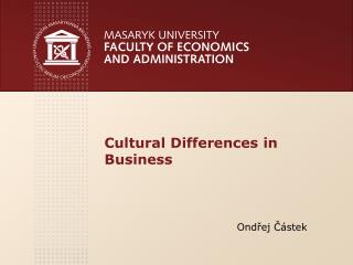 Cultural D ifferences in Business