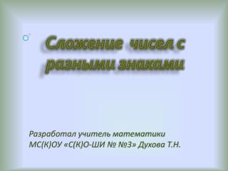 Разработал учитель математики МС(К)ОУ «С(К)О-ШИ № № 3» Духова Т.Н.