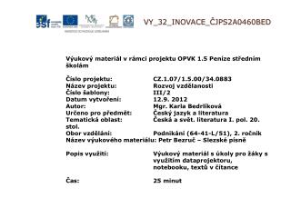 V Y_32_INOVACE_ ČJPS2A0460BED