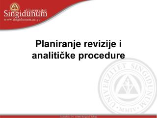 Planiranje revizije i analitičke procedure