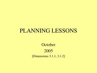PLANNING LESSONS