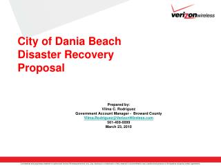 City of Dania Beach Disaster Recovery Proposal