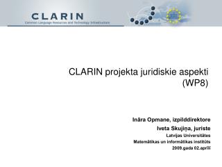 CLARIN projekta juridiskie aspekti (WP8)