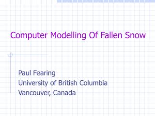 Computer Modelling Of Fallen Snow