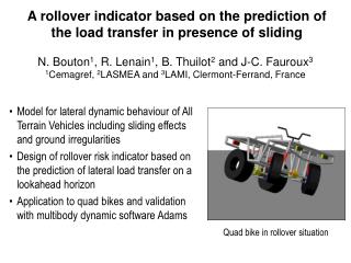 A rollover indicator based on the prediction of the load transfer in presence of sliding