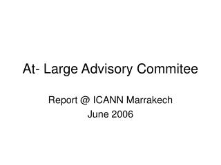 At- Large Advisory Commitee