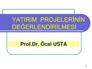 YATIRIM PROJELERİNİN DEĞERLENDİRİLMESİ