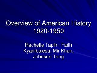 Overview of American History 1920-1950