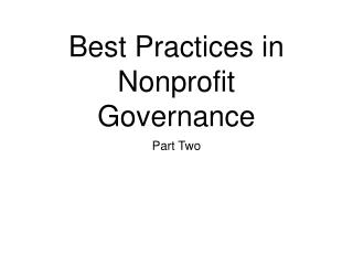 Best Practices in Nonprofit Governance