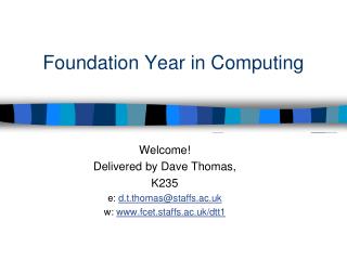 Foundation Year in Computing