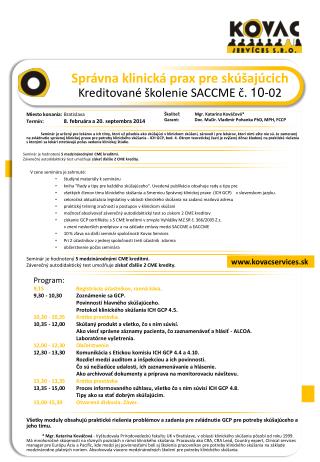 Spr á vna klinická prax pre skúšajúcich